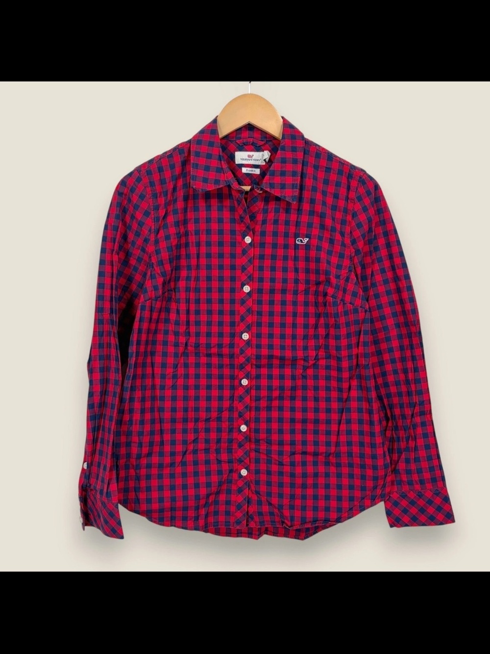 Women’s Vineyard Vines Red & Navy Plaid Button-Down Shirt size 12
